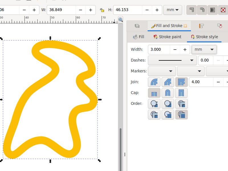 The stroke settings in Ink/Stitch.