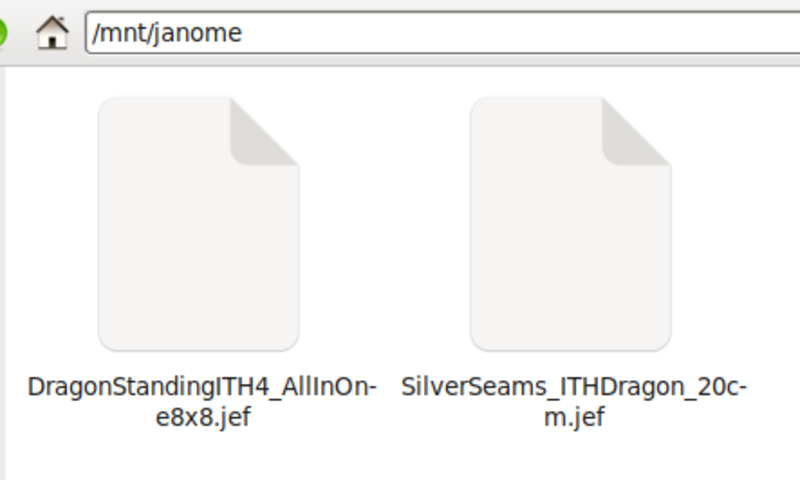 My Janome folder with two files in it