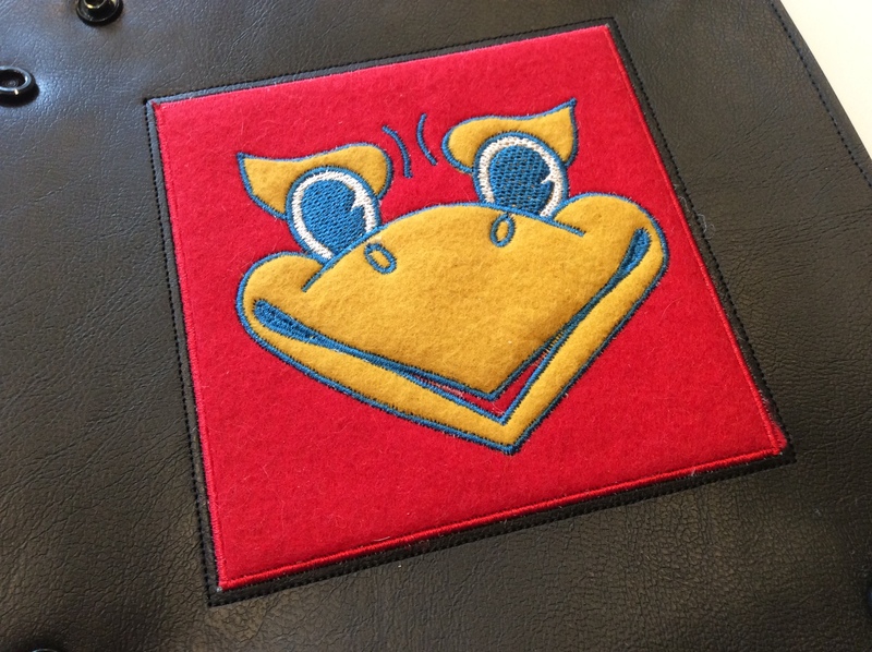 Embroidered Kansas Jayhawk mascot logo