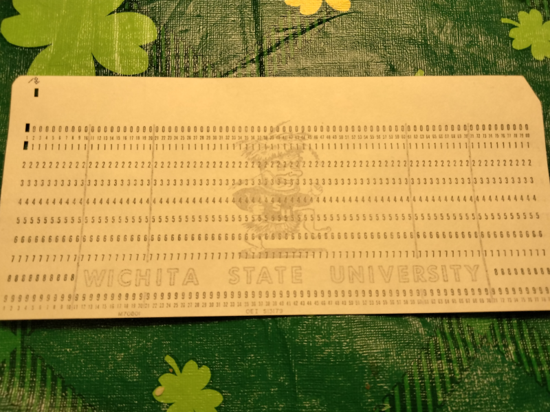A vintage 80-column punch card from my pre-college days