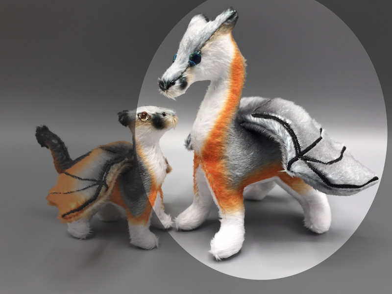 Gray Fox Dragon - 4" Plushie