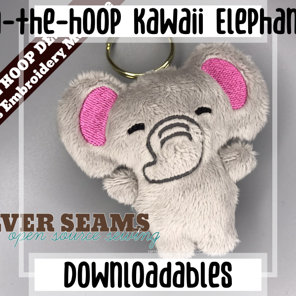 In-the-hoop Kawaii Elephant