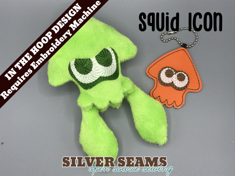 A plush and keychain charm of Splatoon squid graphics.