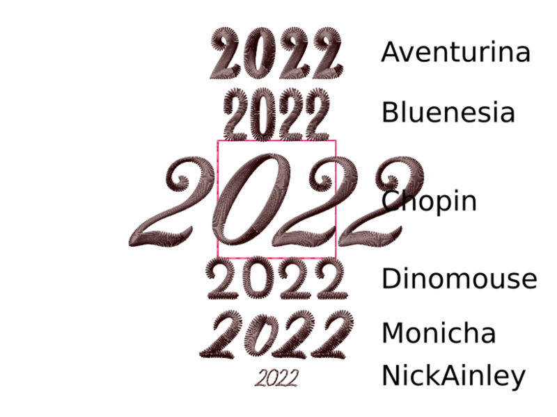 "2022" and "2023" in Six Styles