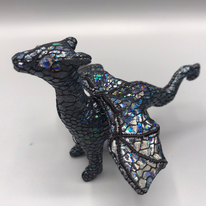 Shattered-Black Baby Dragon - 3" Micro Plushie