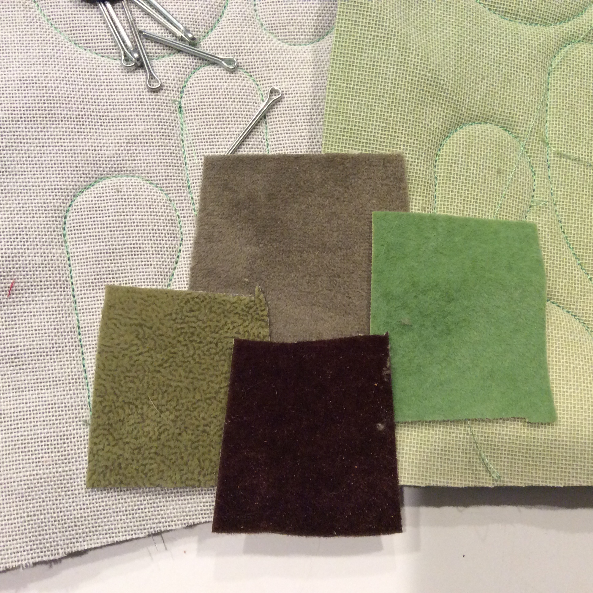 Swatches of upholstery velvet.