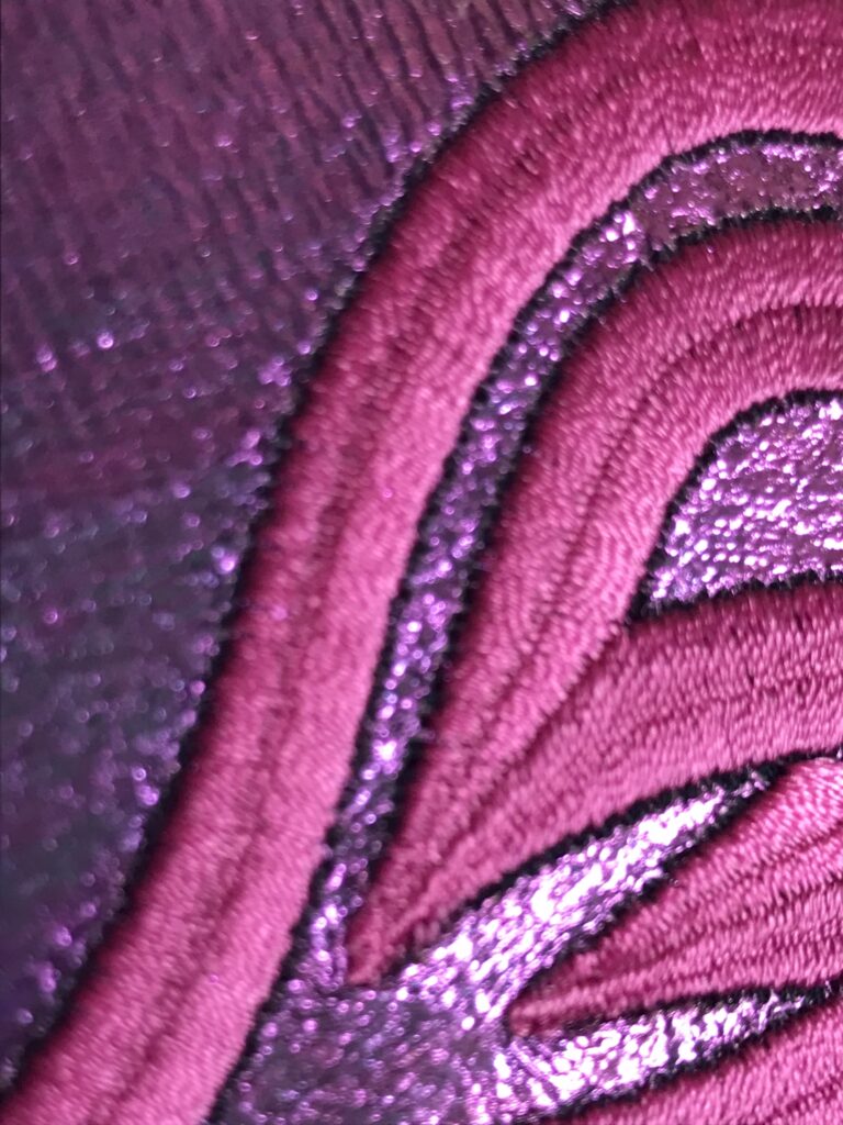 Closeup of satin stitch
